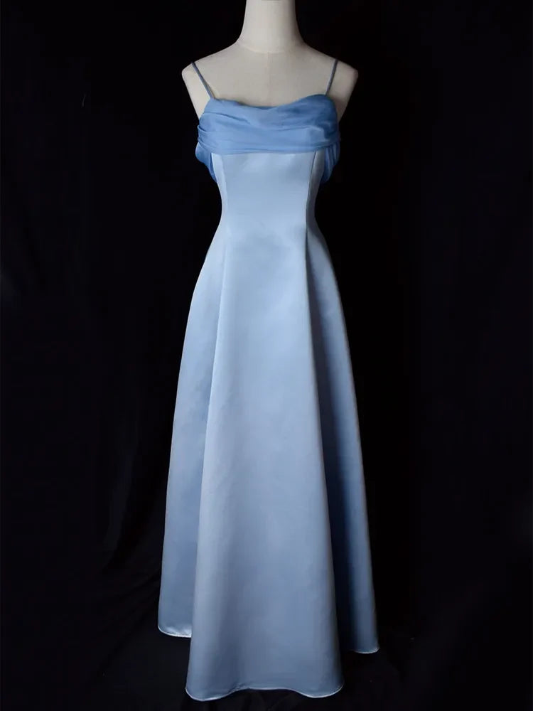 Spaghetti Straps Evening Gown A Line Long Party Dress Prom Dress